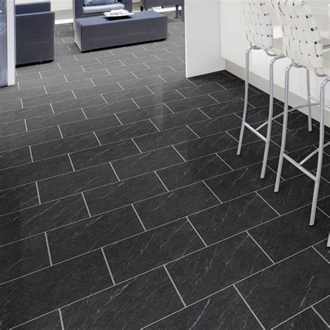 black stone effect floor tiles